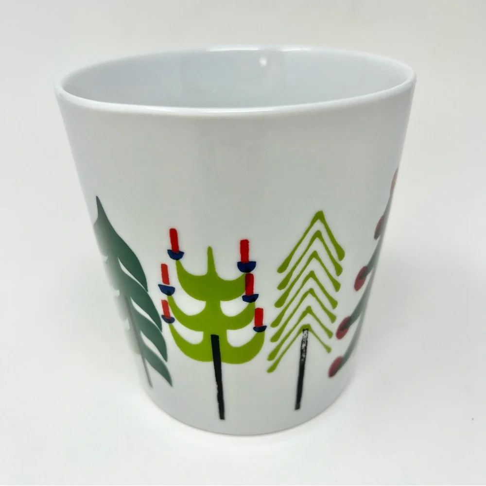 Crate & Barrel Jenny Bowers 2014 Holiday Mug Collectible Christmas Trees